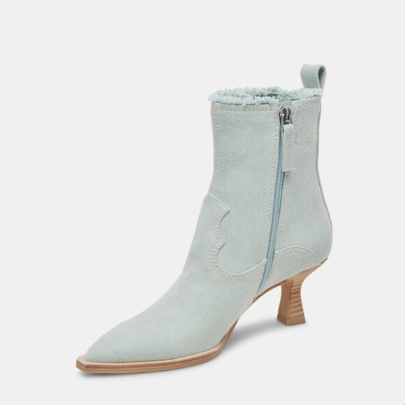 NEW DOLCE VITA Austin Kitten Heel Booties in Light Blue Denim for women 2510 4M2 - Picture 3 of 9
